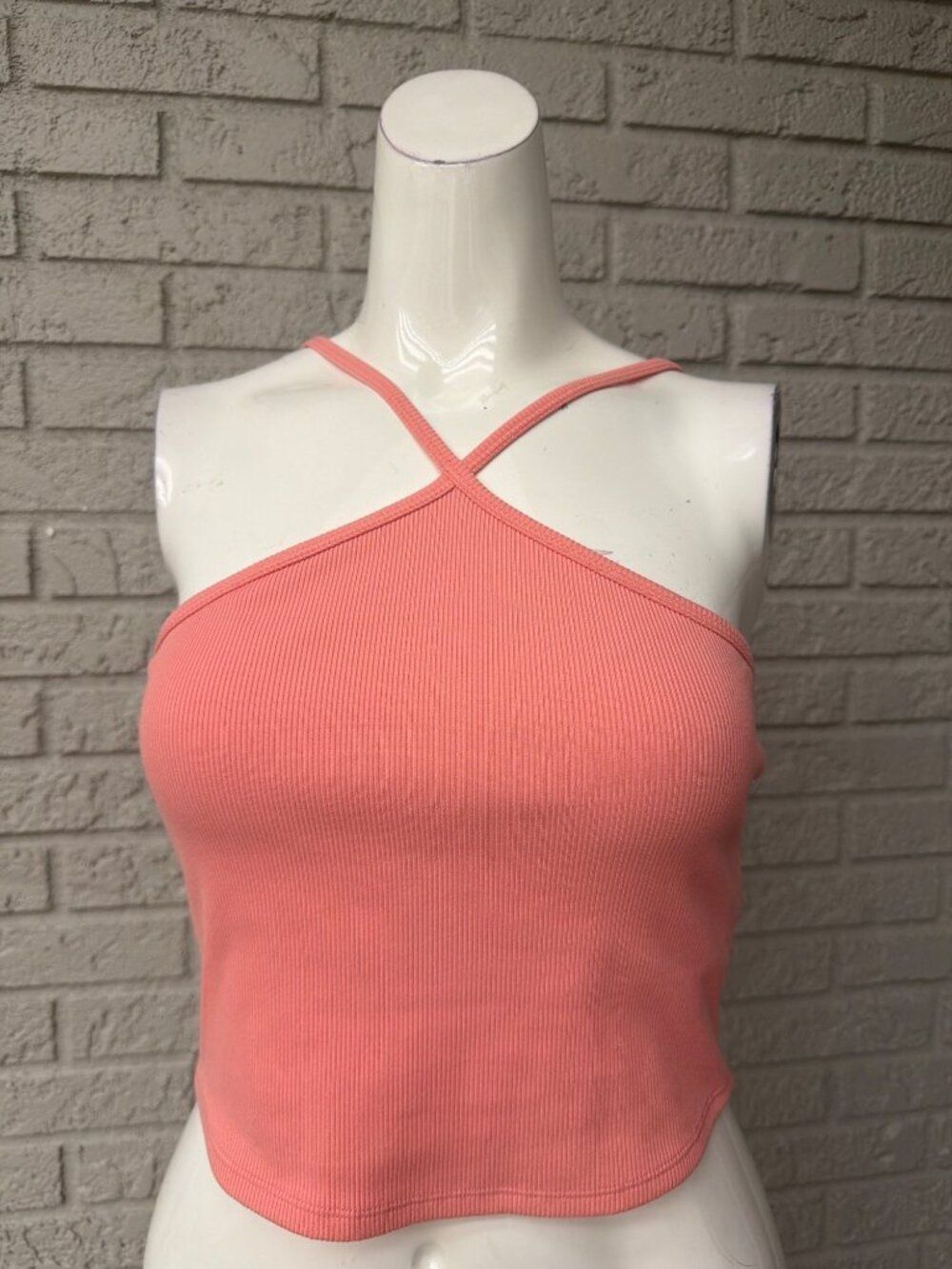 Alo Yoga Pink Ribbed Halter Tank Top Size M